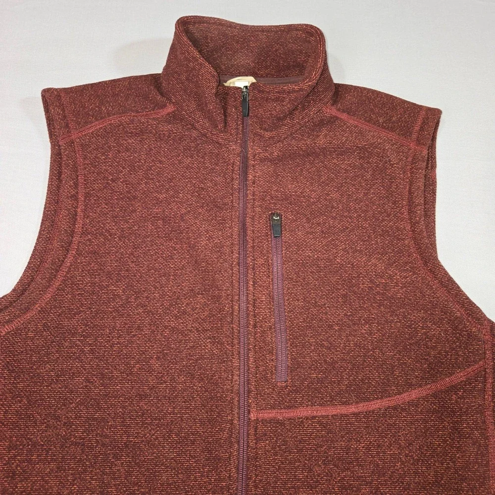 Duluth Trading Co Sweater Fleece Vest Burgundy/Maroon‎ Mens Size Large Tall